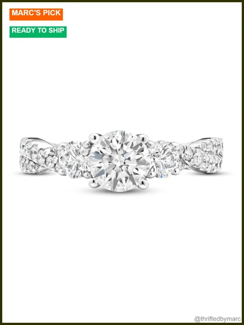 1.5 Carat Moissanite Engagement Ring Platinum Plated Silver
